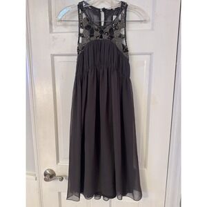 Zara Basic Womens Sz M Gray Dress Bling Collar A Line‎ Knee Length Lined NEW